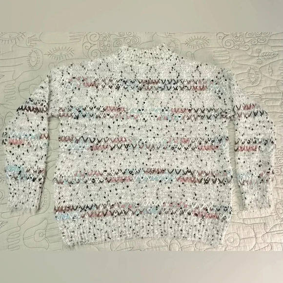 Anthropologie RAGA L Faye Mock Neck Eyelash Sweater Metallic Accent Threads - Picture 6 of 11